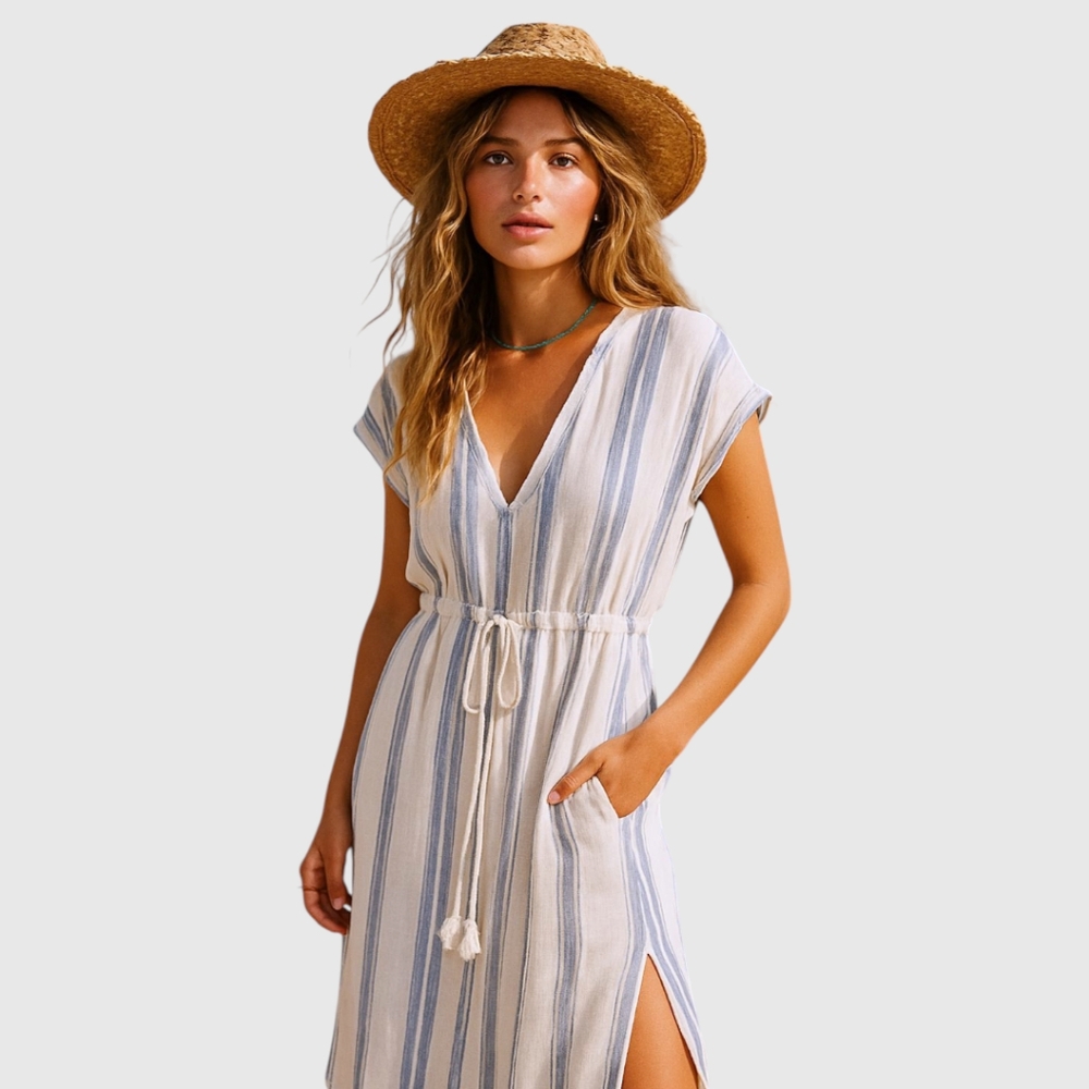 GAP Linen Blend Dreamwell Crinkle Dress NWT Modal Cotton Size L Beachy